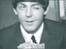 Paul McCartney in A Hard Day's Night: Paul gives his trademark pop-star wink in the gambling scene that takes place on the train baggage car.