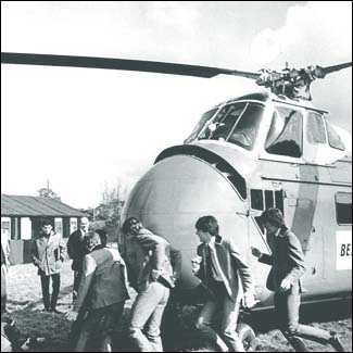 The Beatles in A Hard Day's Night: The Moptops run for their helicopter in their first feature film.