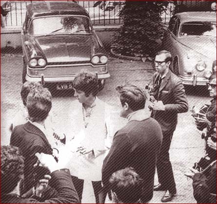 The Beatles arrive at Our World press promotion